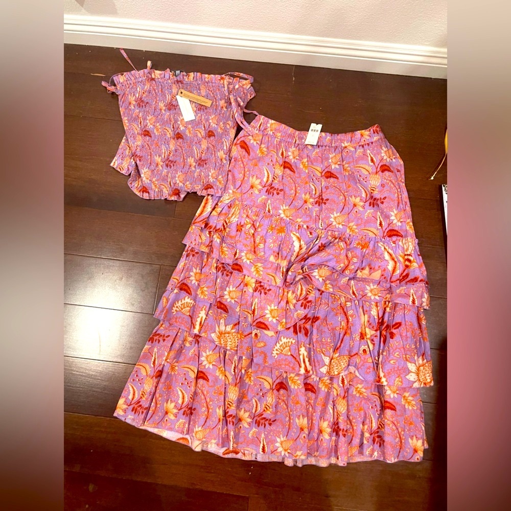 Anthropologie Floral Skirt Set